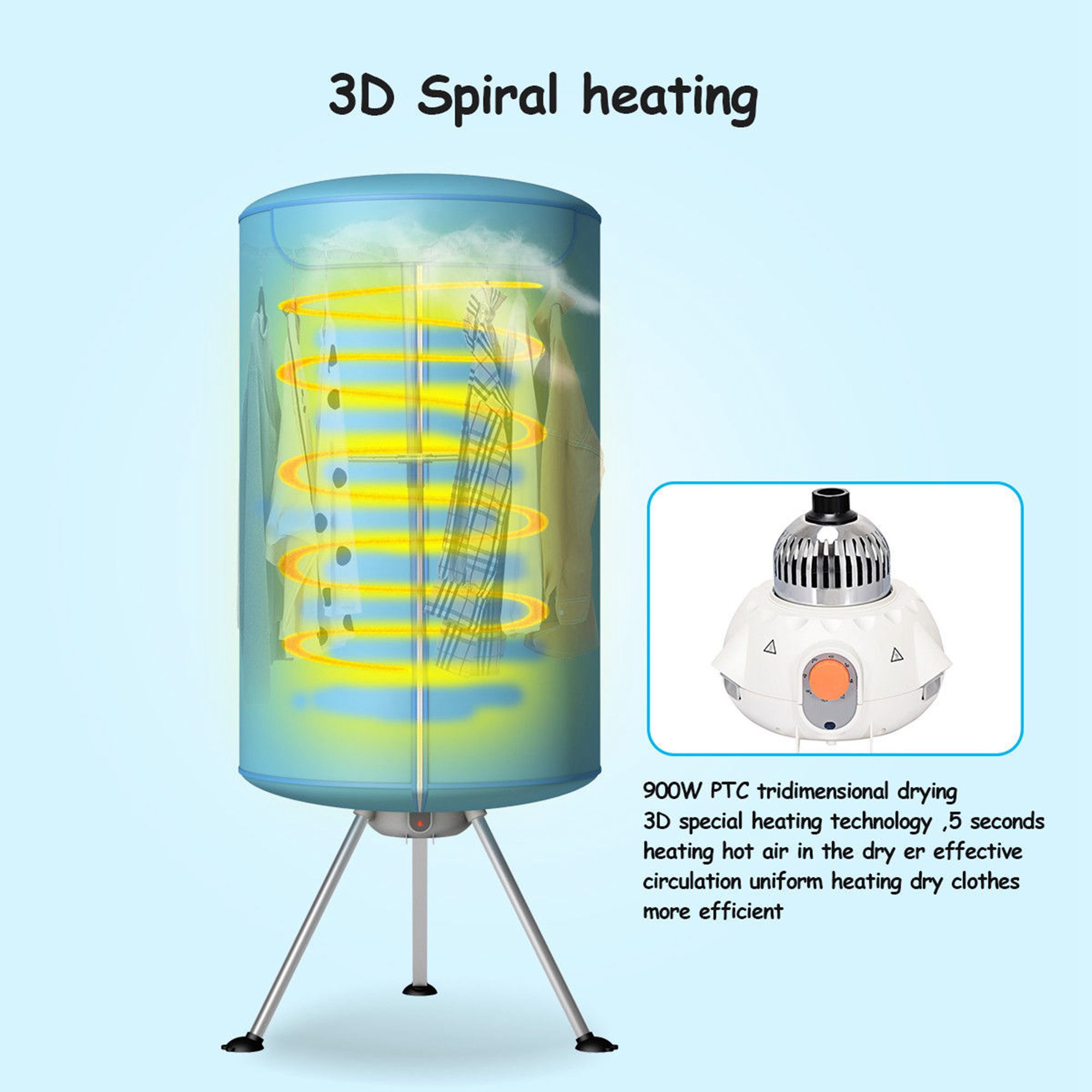 Costway Portable Ventless Laundry Clothes Dryer Drying Machine Heater 900W
