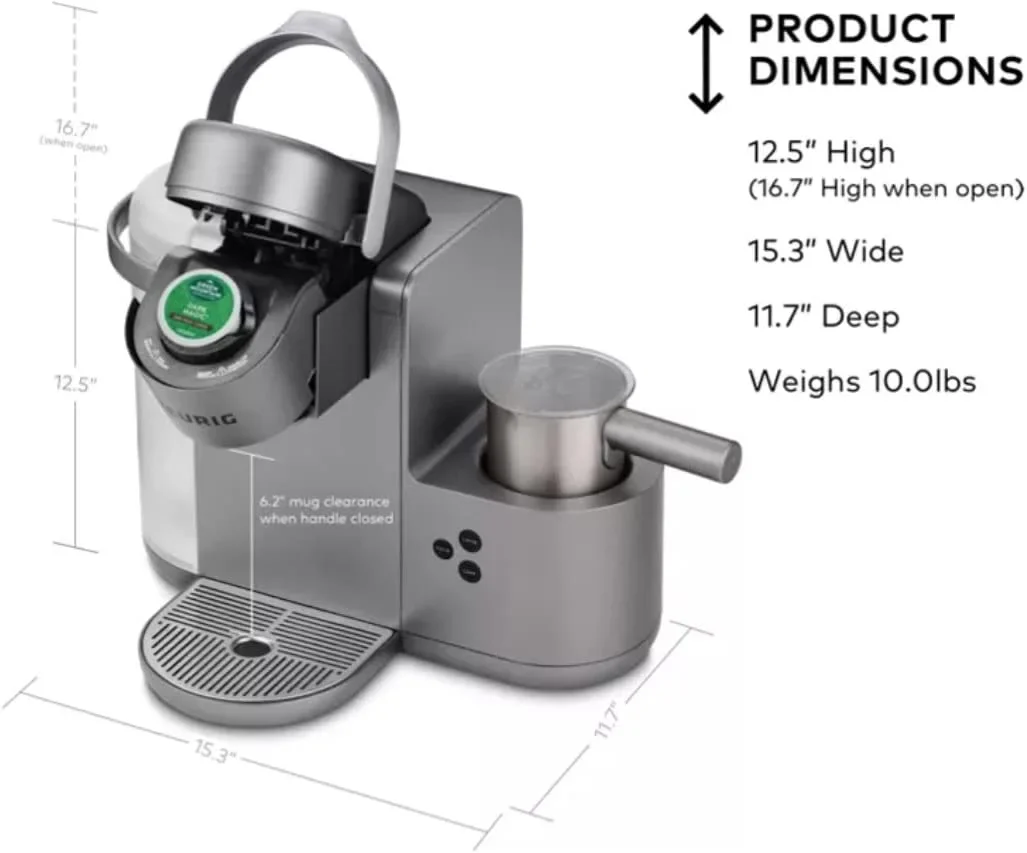 Restored Keurig KCK84NK K-Cafe C Single Serve K-Cup Pod Coffee, Latte and Cappuccino Maker, Nickel (Refurbished)