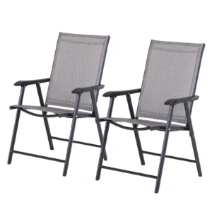 Outsunny 2-Piece Folding Dining Chair Set for Relaxing on Patio