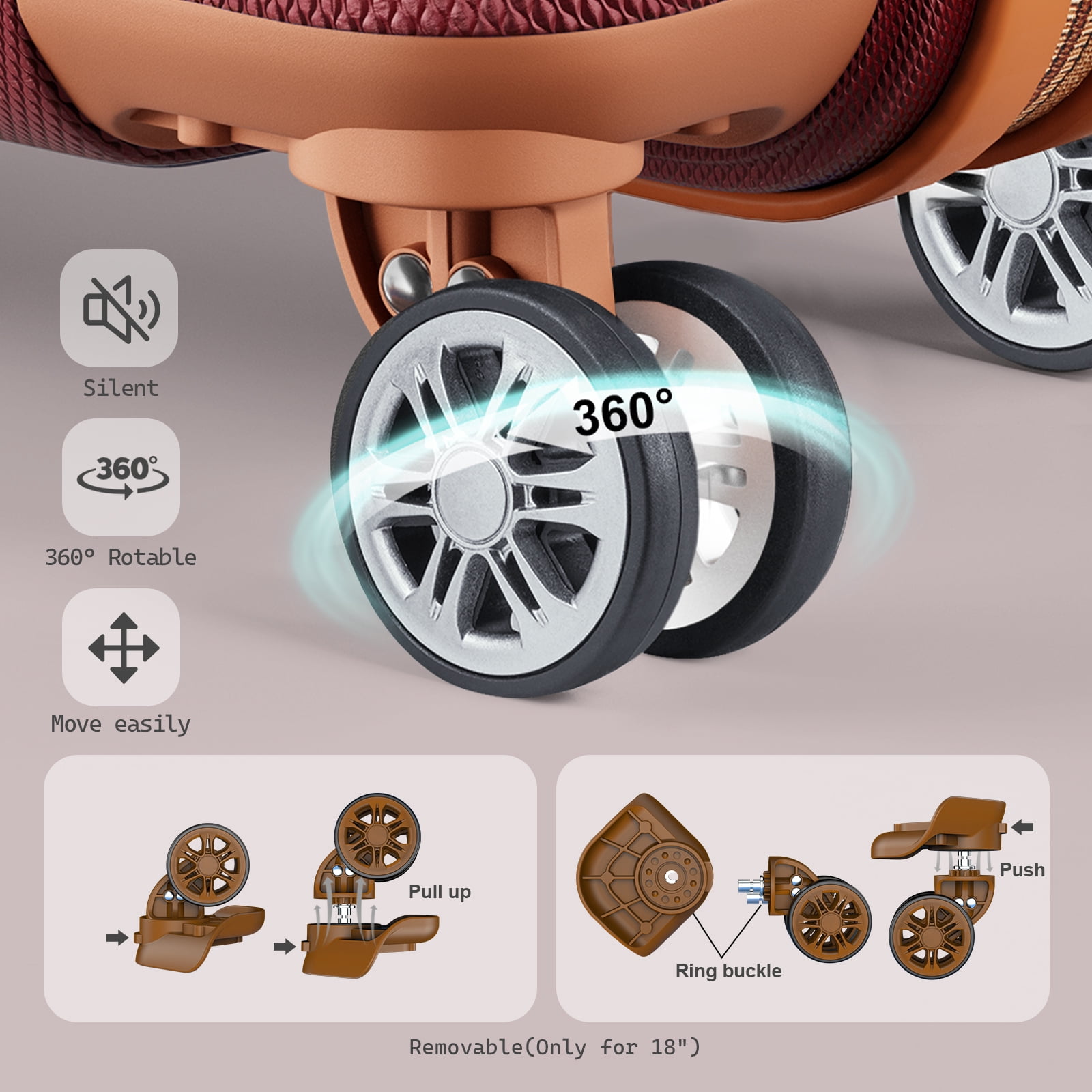 Melalenia - 7 Luggage Sets ABS Hardside Spinner Luggage -With Spinner Wheels and TSA Lock