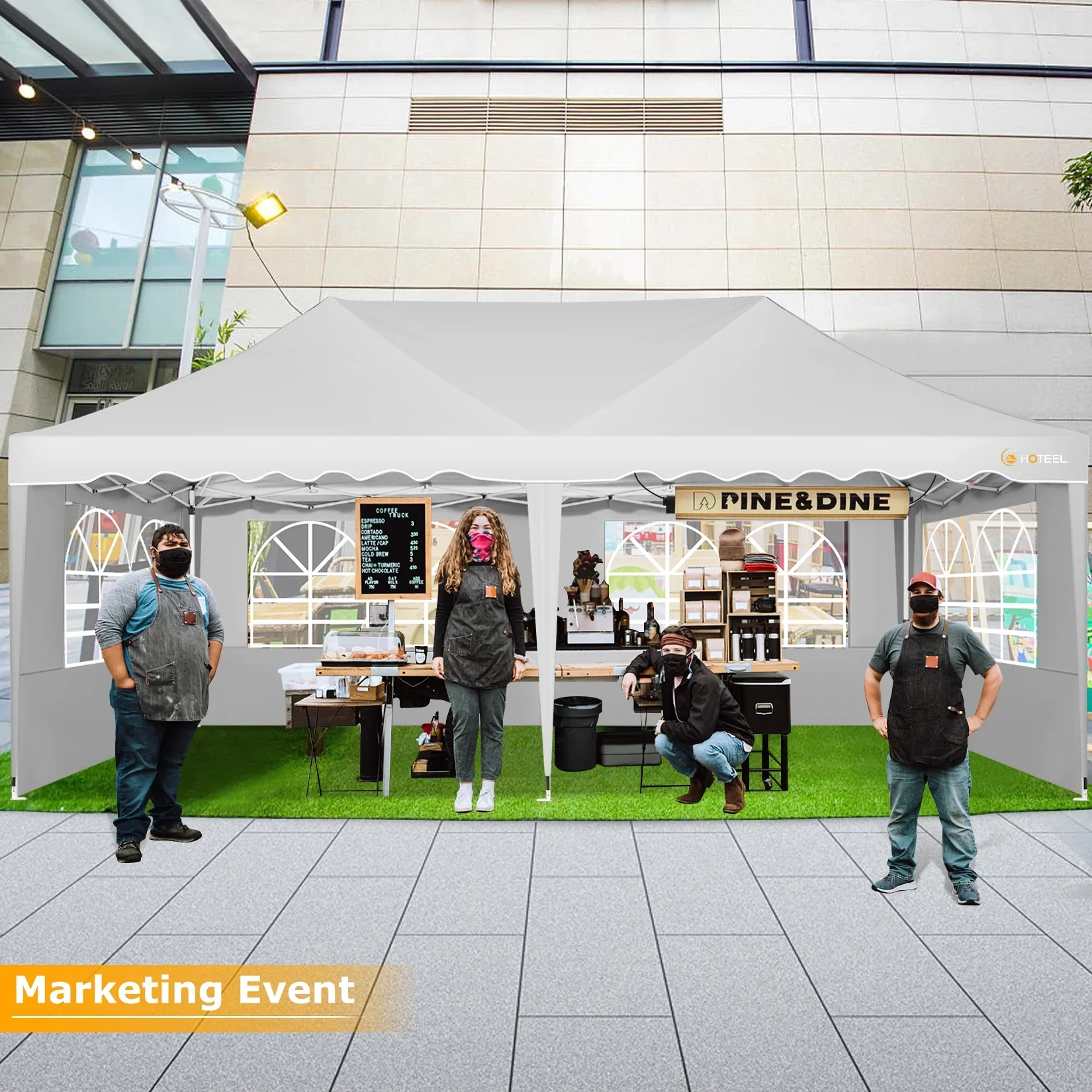 COBIZI 10X20 Pop up Canopy Tent with 6 Removable Side Walls Heavy Duty,Waterproof Adjustable Outdoor Event Party tent Parties,Commercial Instant Portable,Weddings,Camping,with Wheeled Bag,Gray
