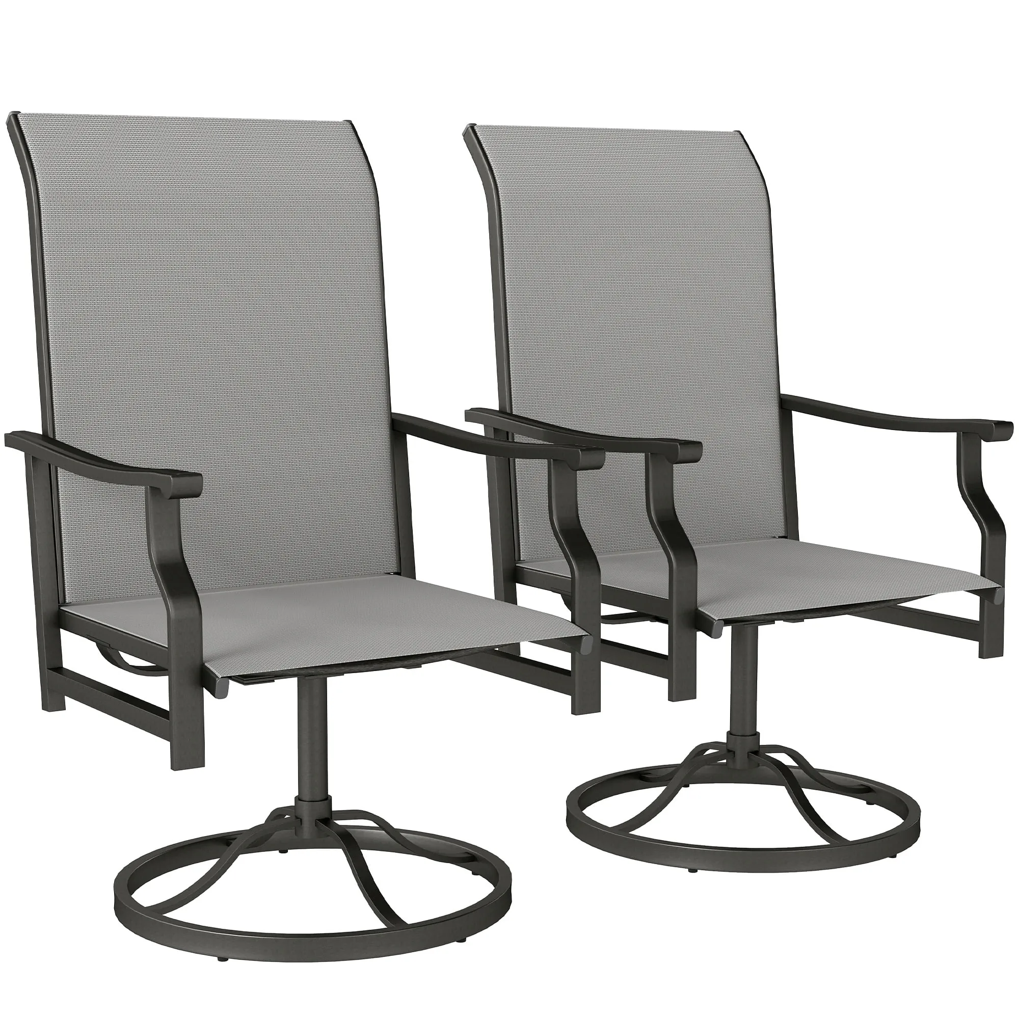 Outsunny Patio Swivel Chair Set of 2, Swivel Rocker with High Back