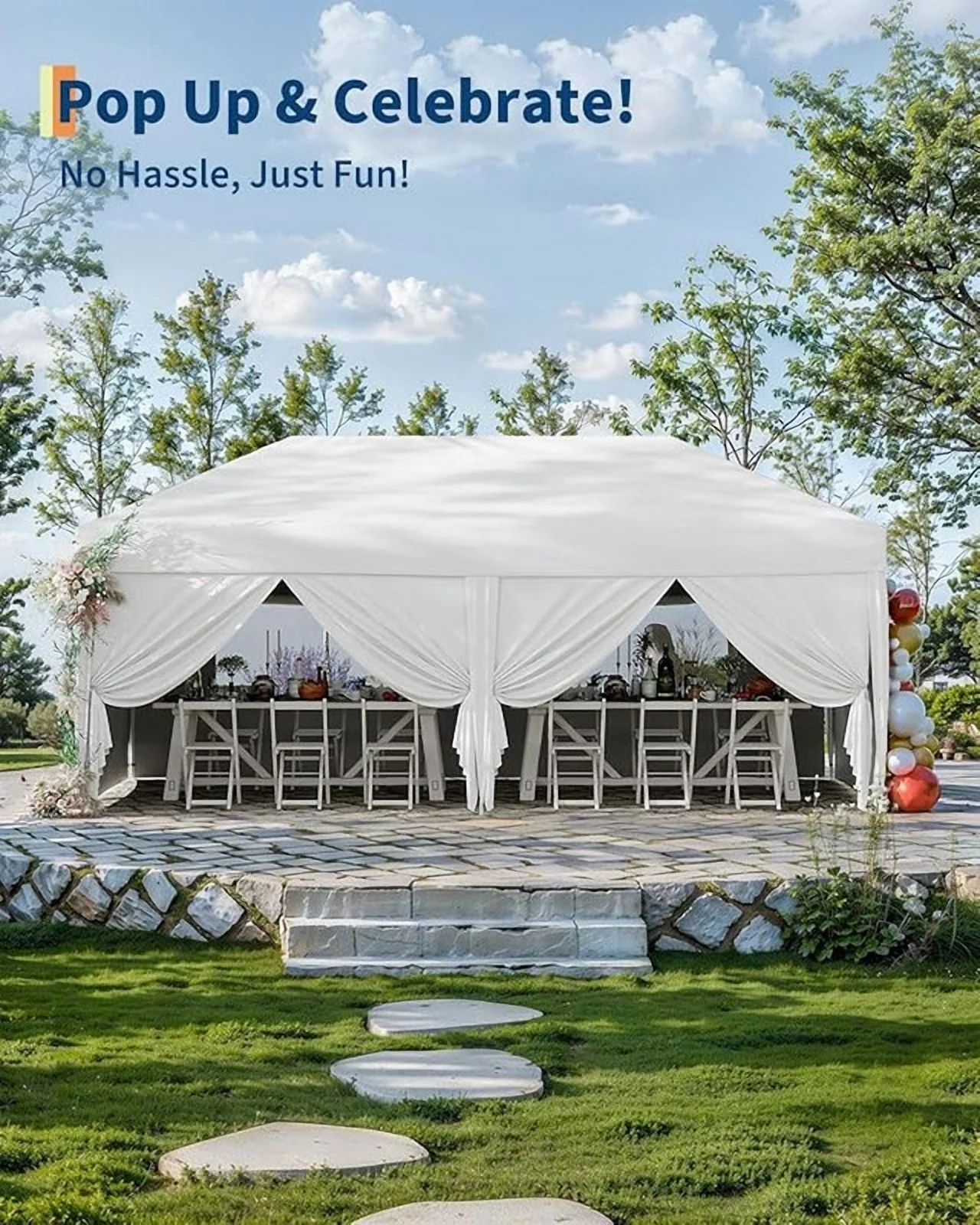 10x20 Pop Up Canopy Tent with 4 Sidewalls, Heavy Duty Outdoor Canopy UPF 50+ All Season Waterproof Commercial Street Vendors Party Tents with Roller Bag, 8 Stakes & 6 Sandbags,Khaki