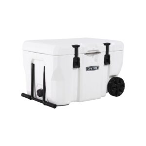Lifetime 55 qt Bear-Resistant Camping Cooler Wheeled, Premium High Performance, Ice Retention, Hard Cooler, 60 Can Capacity, White (91072)