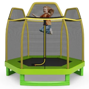 Patiojoy 7ft Kids Trampoline Round Bounce Jumping Bed with Safety Enclosure Net