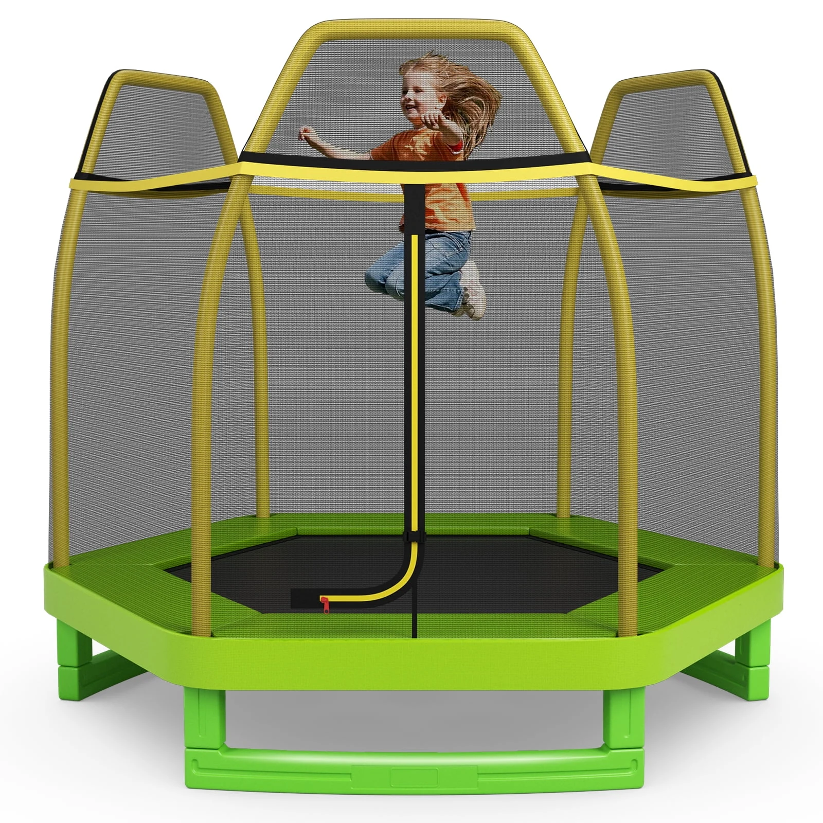 Patiojoy 7ft Kids Trampoline Round Bounce Jumping Bed with Safety Enclosure Net