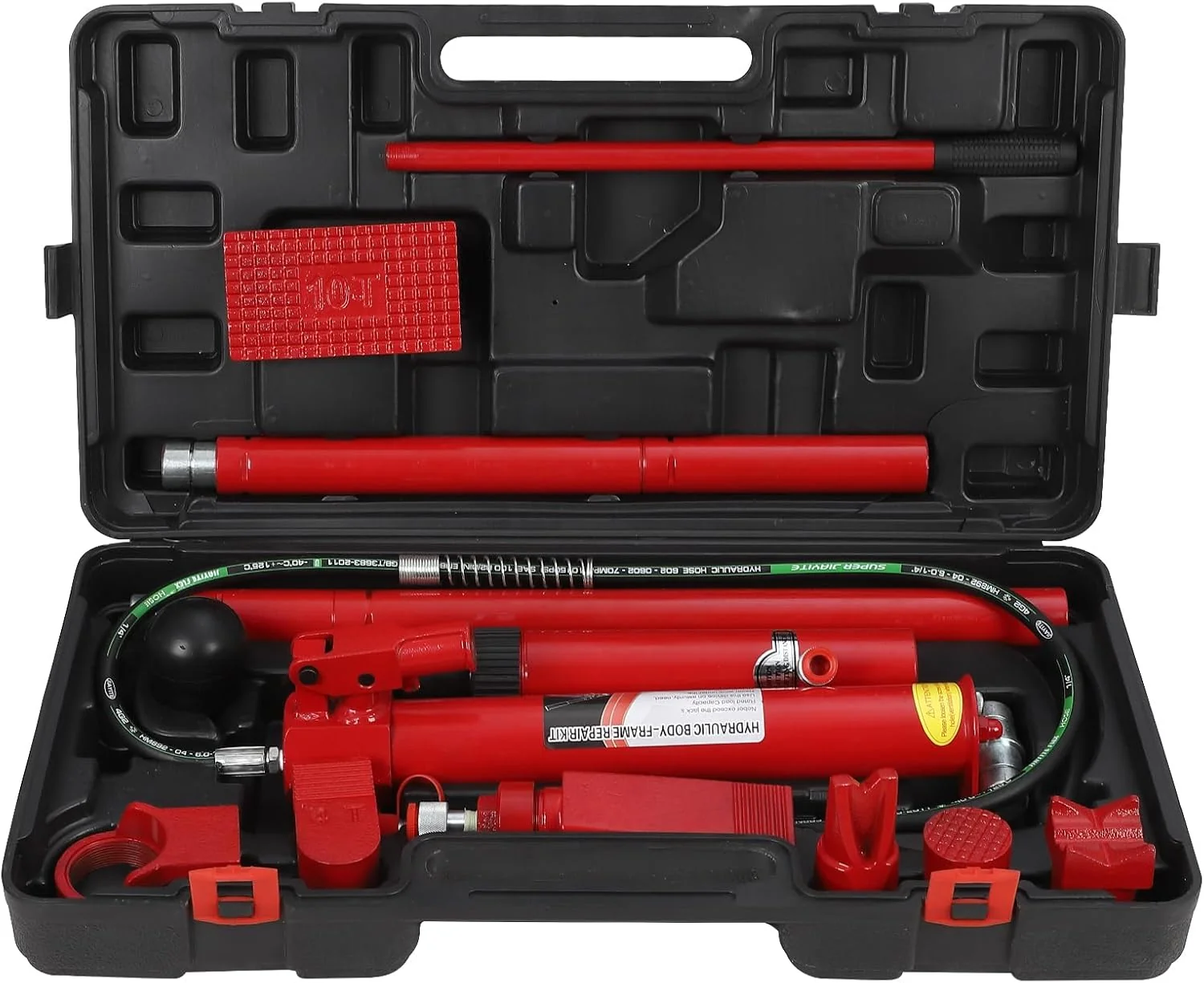 20 Ton Porta Power Hydraulic Kit Auto Body Frame Repair Kit with 3.9 Ft Oil Hose and Blow Molded Storage Case