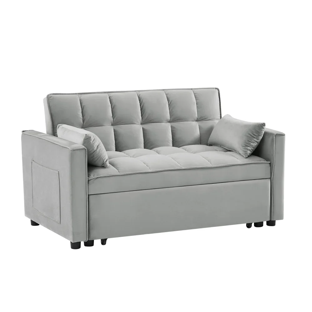 55 in Convertible Futon Sofa Bed, Modern Loveseat Sleeper Sofa Couch with Pull - Out Sofa Bed for Living Room, Small