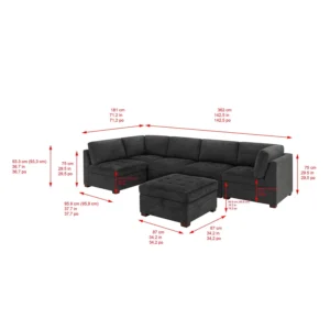 Thomasville Tisdale Tufted 6-piece Fabric Sectional with Storage Ottoman