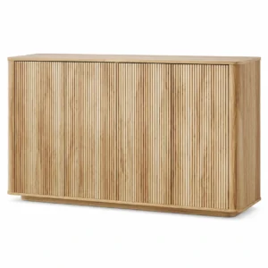 MARNUR Sideboard Buffet Cabinet, Storage Cabinet 55"W with Adjustable Shelves, Anti-Tip, Easy Clean Top, Stylish Wave Style, Oak