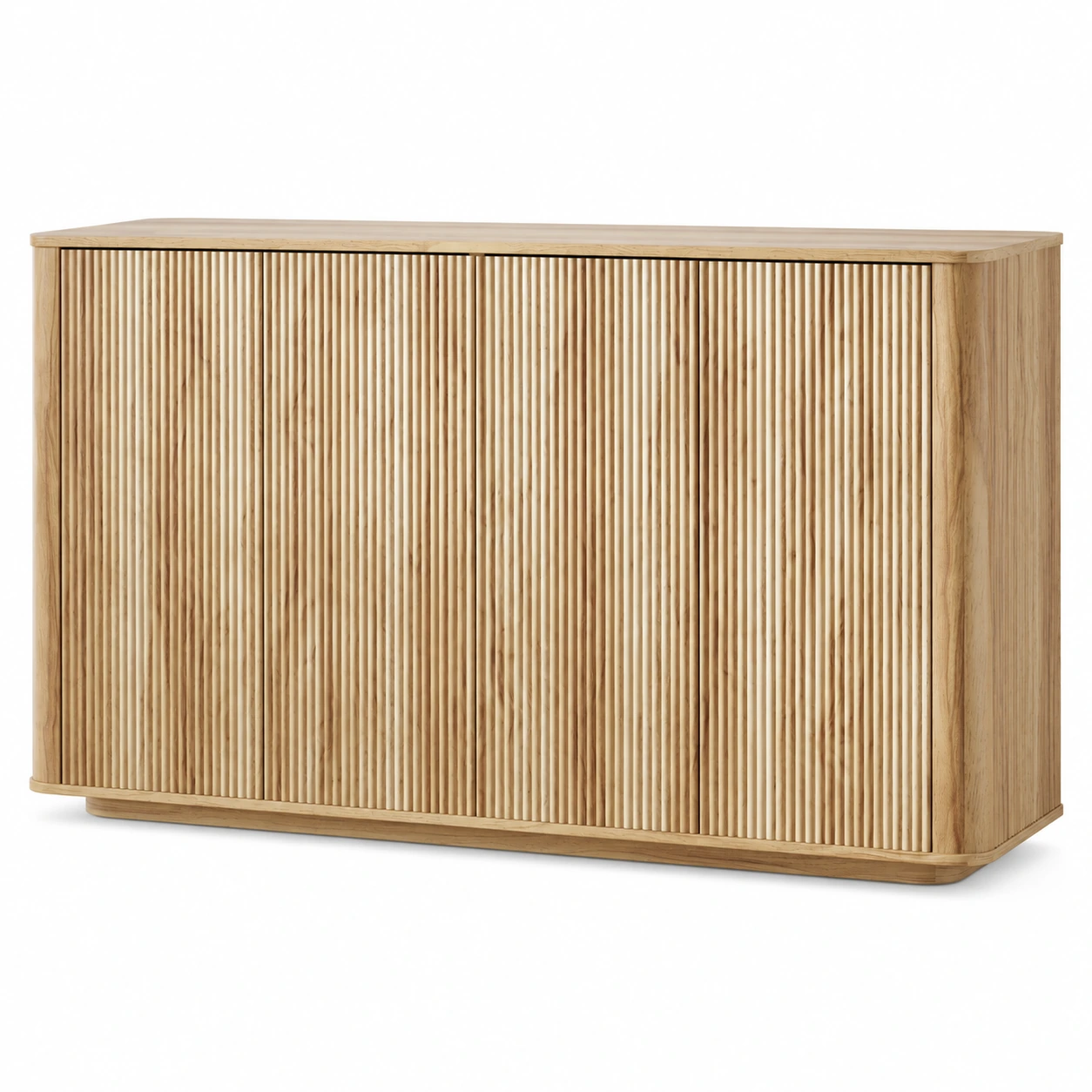 MARNUR Sideboard Buffet Cabinet, Storage Cabinet 55"W with Adjustable Shelves, Anti-Tip, Easy Clean Top, Stylish Wave Style, Oak