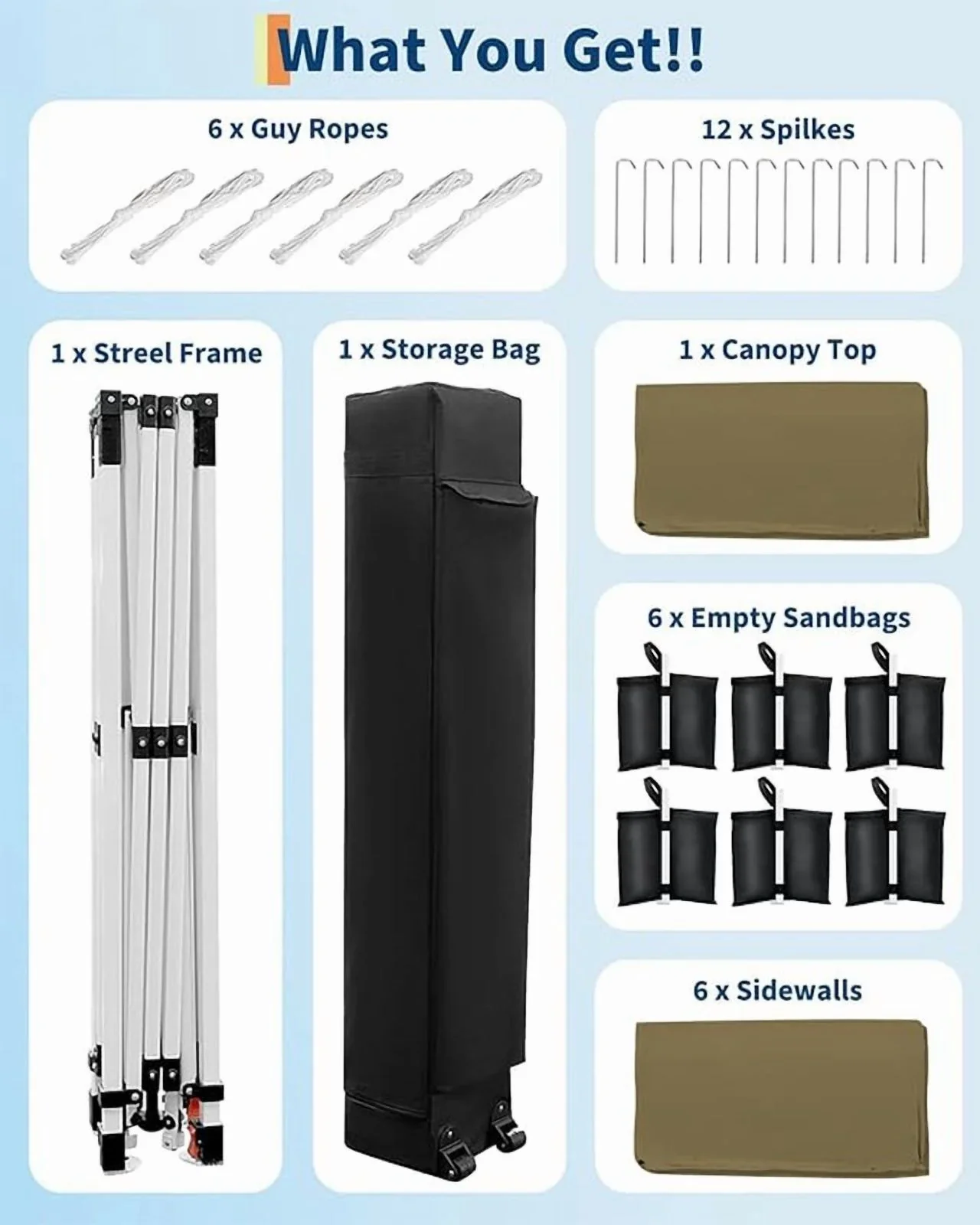 10x20 Pop Up Canopy Tent with 4 Sidewalls, Heavy Duty Outdoor Canopy UPF 50+ All Season Waterproof Commercial Street Vendors Party Tents with Roller Bag, 8 Stakes & 6 Sandbags,Khaki