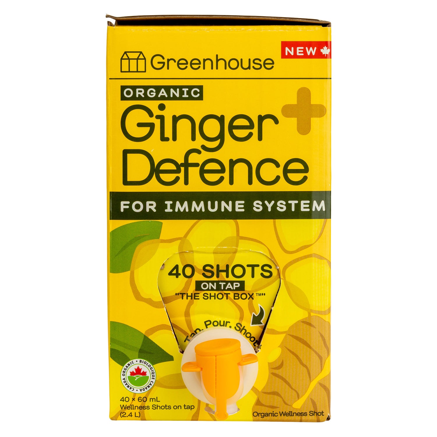 Greenhouse Ginger Defence Organic Wellness Shot Box, 2 × 2.4 L (80 Servings)
