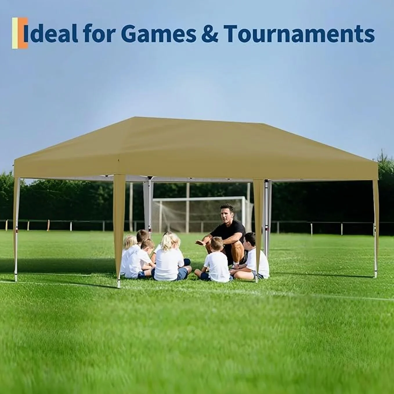 10x20 Pop Up Canopy Tent with 4 Sidewalls, Heavy Duty Outdoor Canopy UPF 50+ All Season Waterproof Commercial Street Vendors Party Tents with Roller Bag, 8 Stakes & 6 Sandbags,Khaki