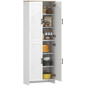 HOMCOM 67" Kitchen Pantry 4-door Storage Cabinet with Adjustable Shelves