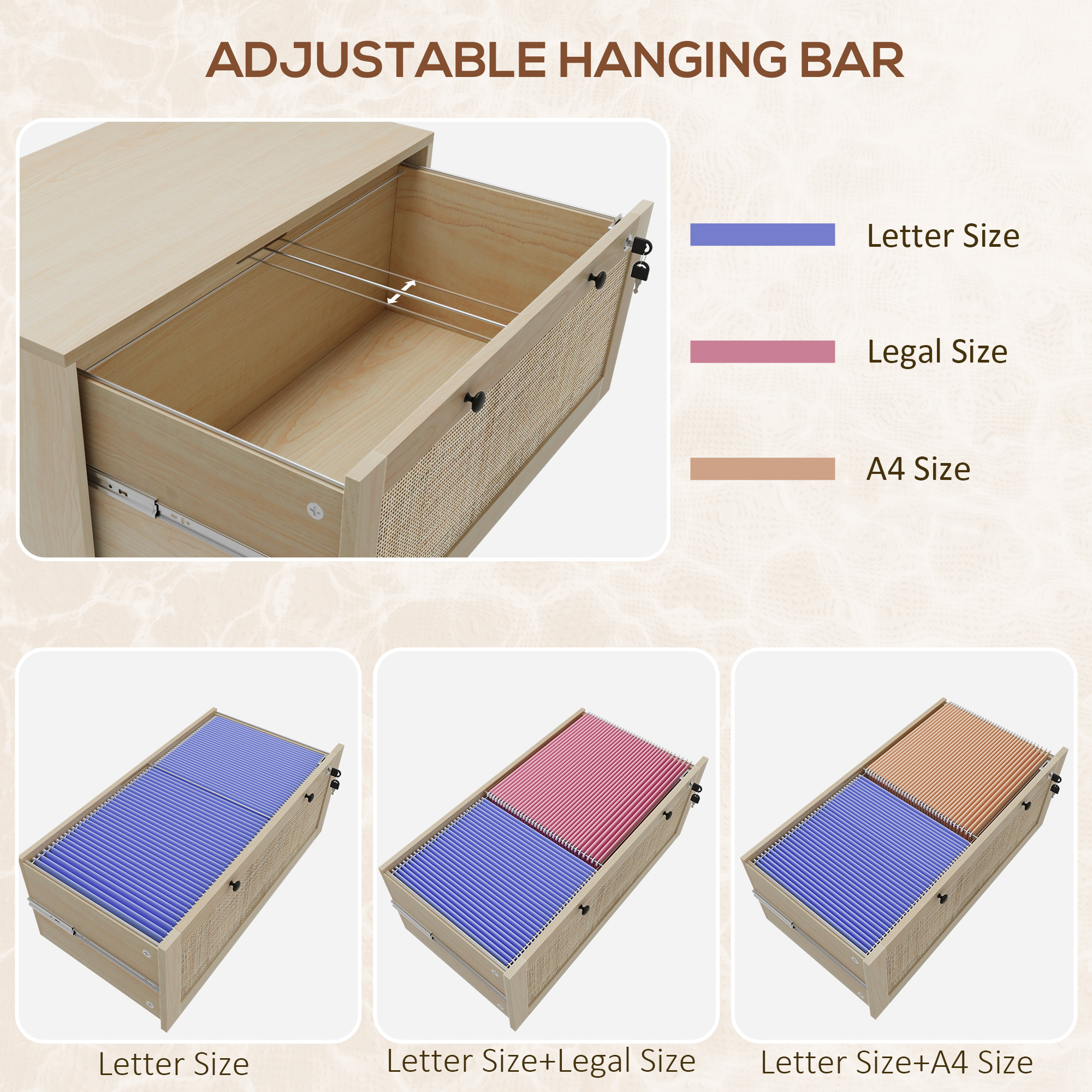 Vinsetto Filing Cabinet for Letters, A4, Legal Size Papers