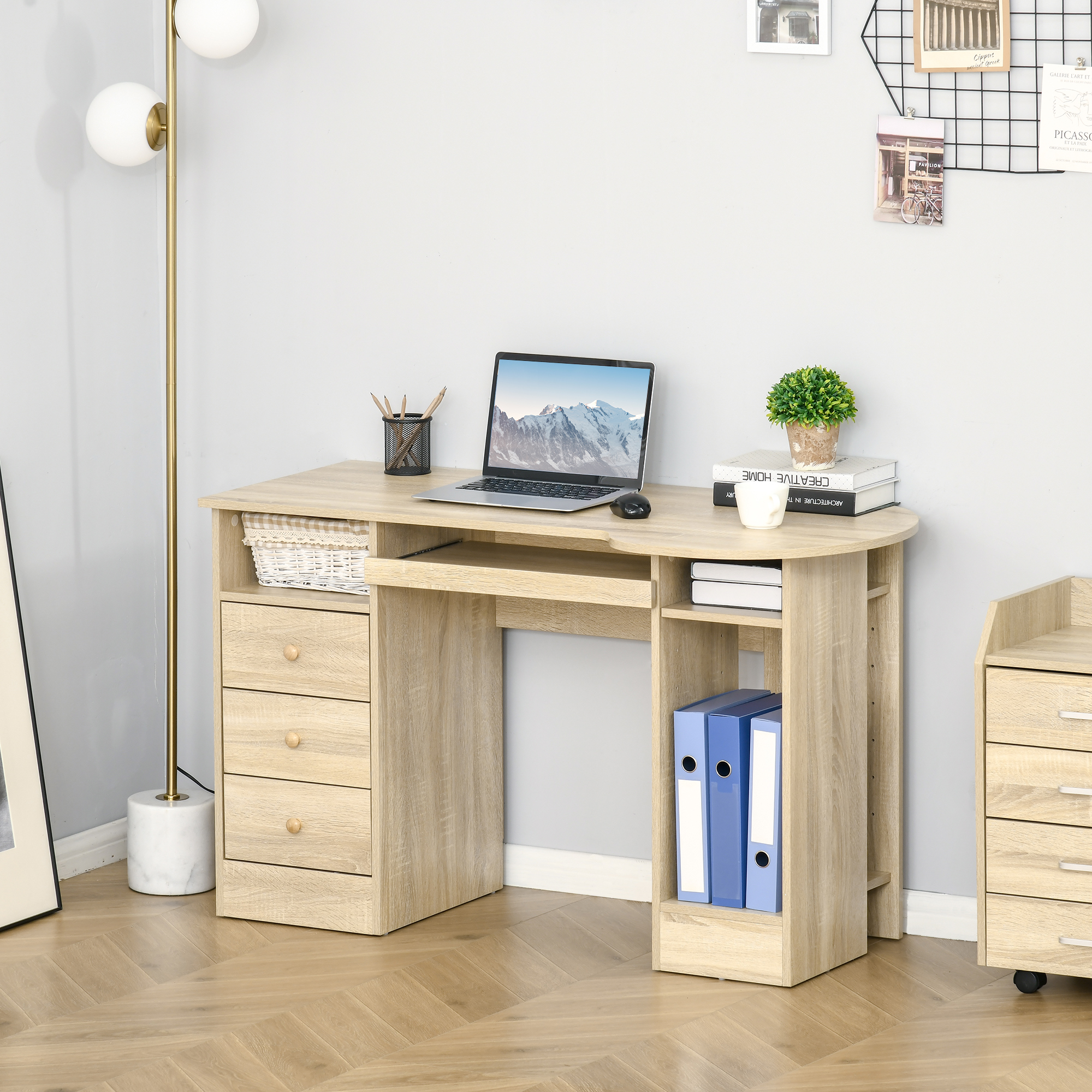 HOMCOM Computer Desk Modern Workstation Desk w/ Shelf Drawer