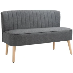 HOMCOM 46" Loveseat Sofa, 2 Seater Sofa Couch with Wood Legs, Grey