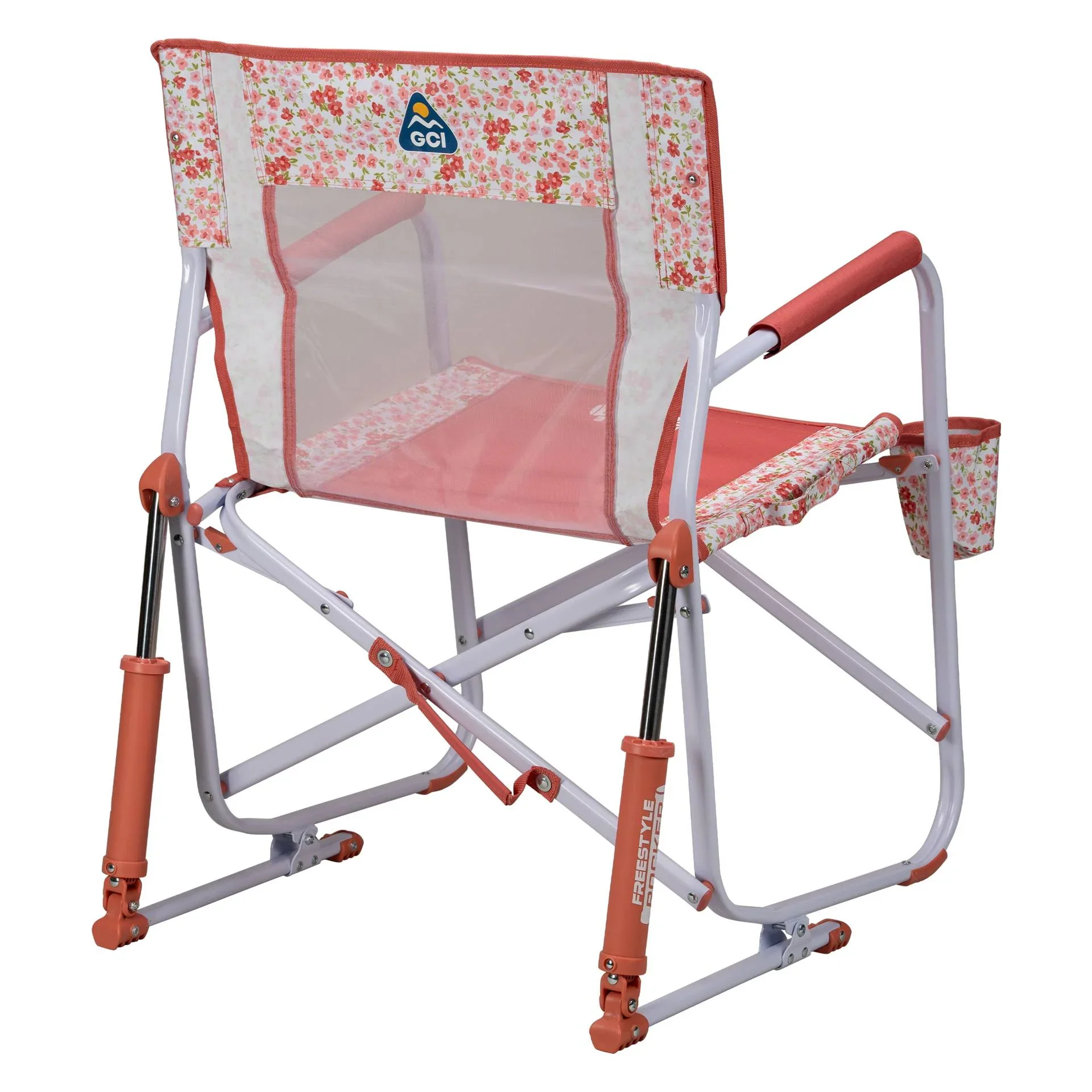 GCI Outdoor Freestyle Rocker Foldable Rocking Camp Chair, Purple Floral