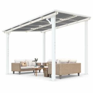 YODOLLA 8' x 10' Hardtop Gazebo, Aluminum Frame Patio Canopy with UV-Resistant PP Roof for Backyard Garden Deck - White