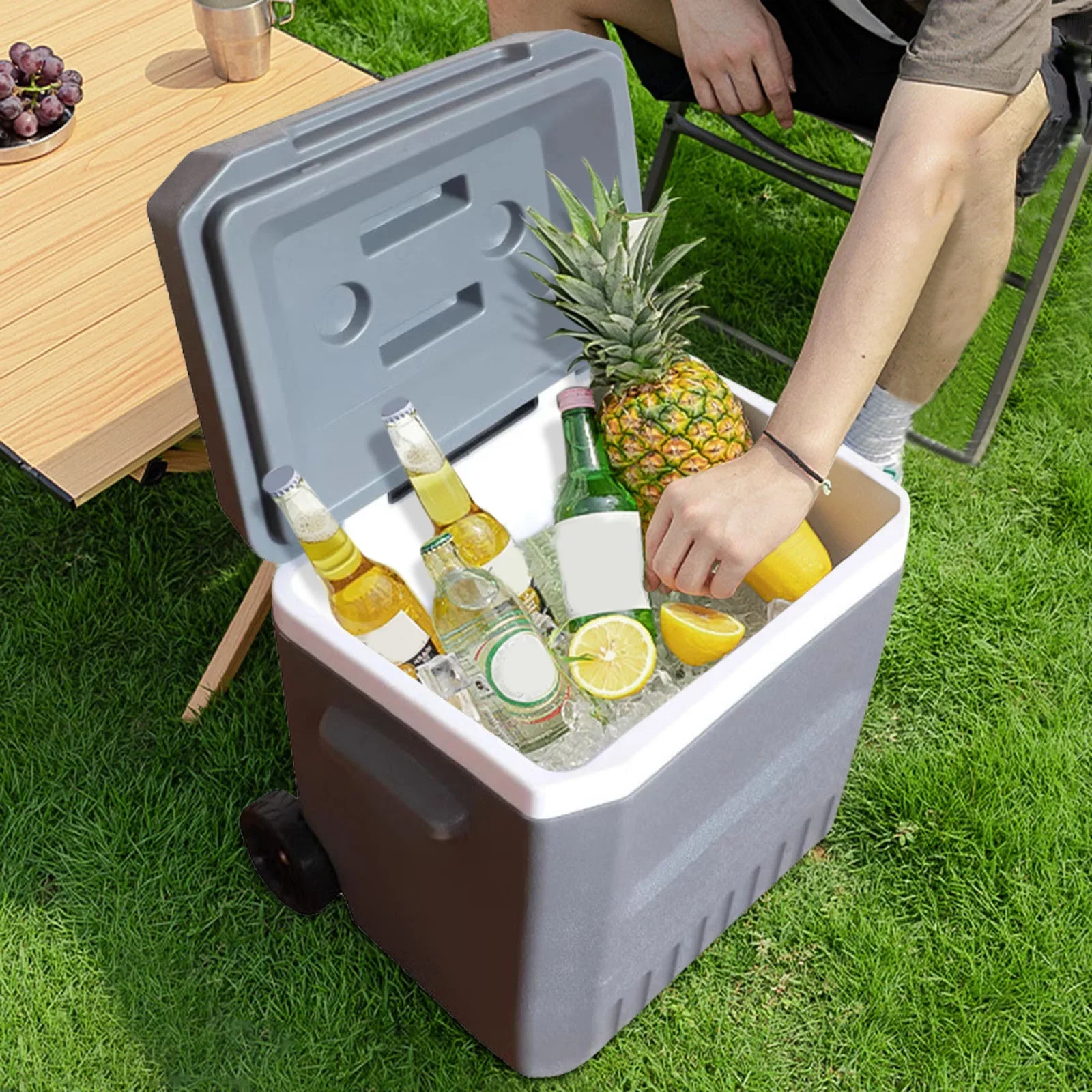 Hard Ice Chest Cooler With Wheels And Handle Portable Wheeled Coolers To Keep Food Fresh Or Drinks Insulated Container Classic Outdoor Storage