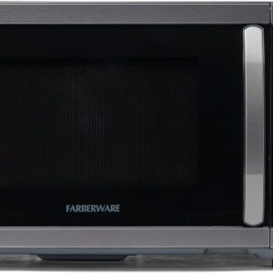Farberware Stainless Steel Countertop Microwave Oven with Child Lock, 1.1 Cu Ft Black Stainless
