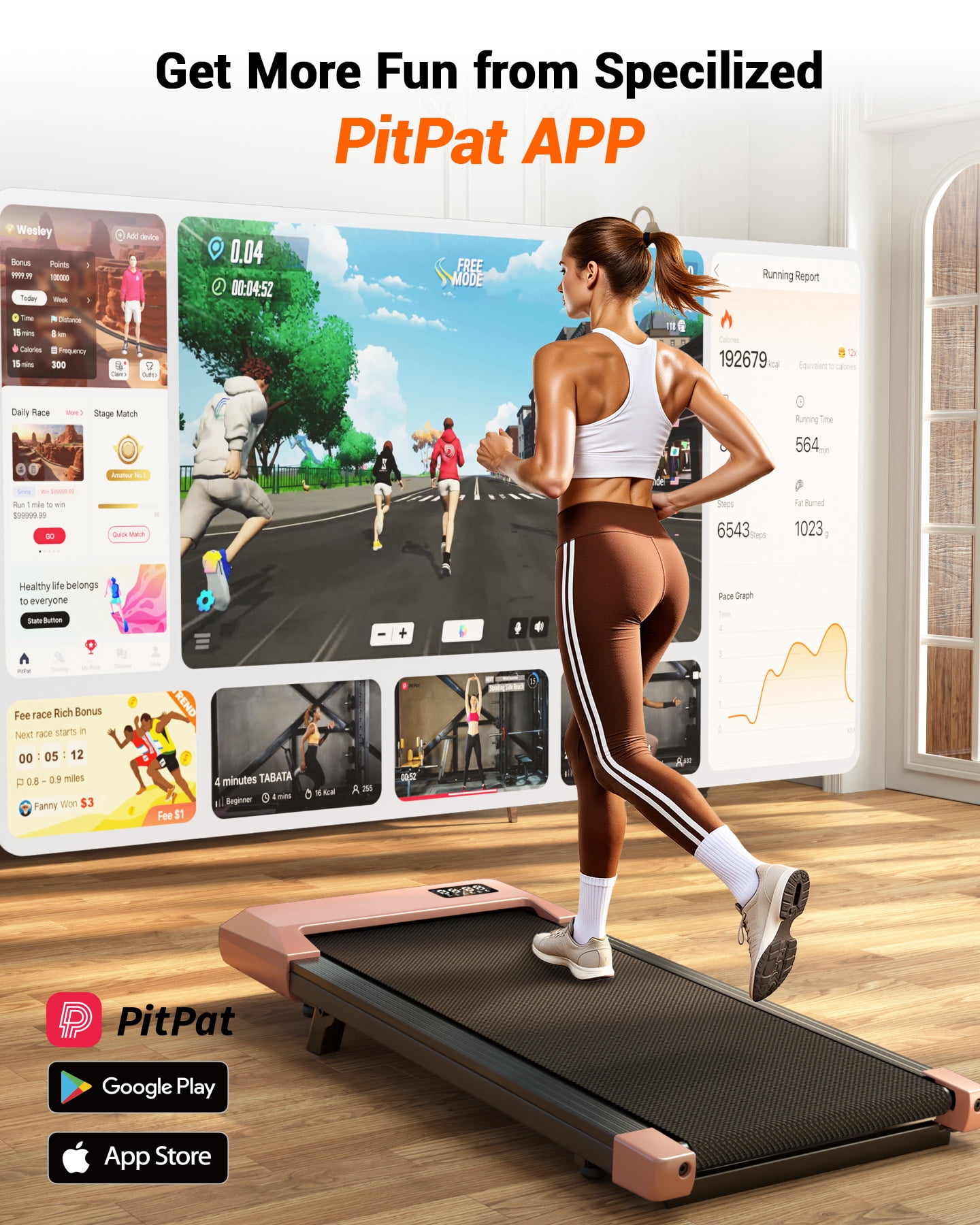 Walking Pad Treadmill with 6% InclineRemote Control,Under Desk Treadmill for Home&Office, Speed Range 0.6~3.8mph, 265 lbs Weight Capacity