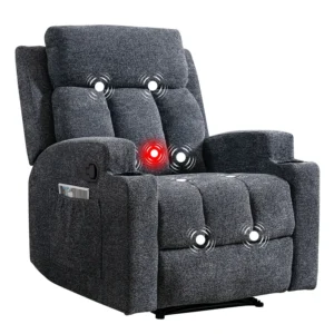 Bonzy Home Recliner Chair with Massage and Heat, Manual Fabric Reclining Chair with Cup Holders & Side Pockets for Living Room, Bedroom