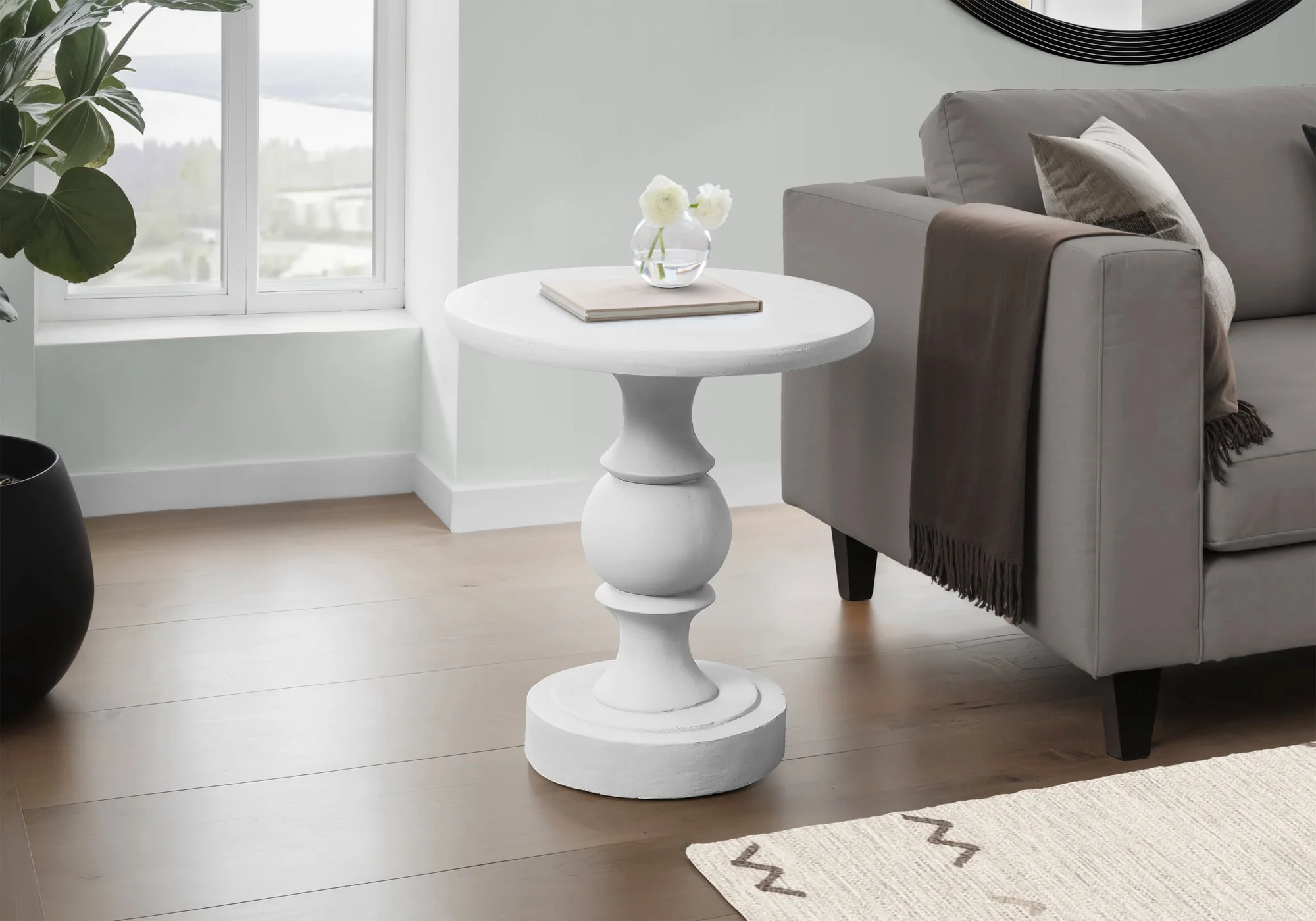 Monarch Specialties - Accent Table, 25"H, Indoor Or Outdoor, Bedroom, End, Living Room, Nightstand, Round, Side Table, White, Transitional