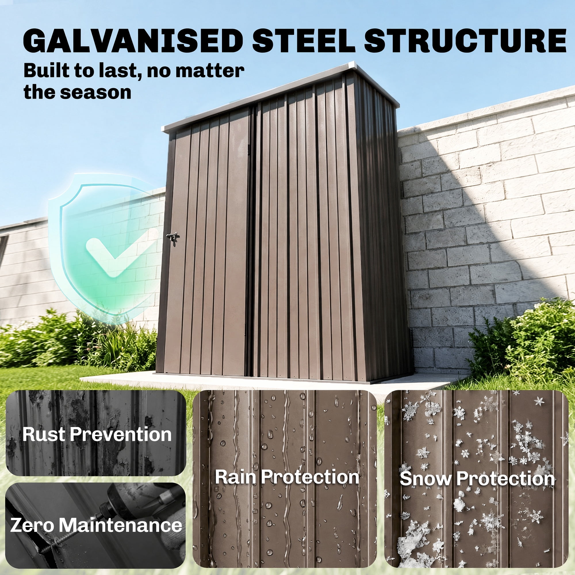 Outsunny 5'x3' Outdoor Storage Shed w/ Single Door