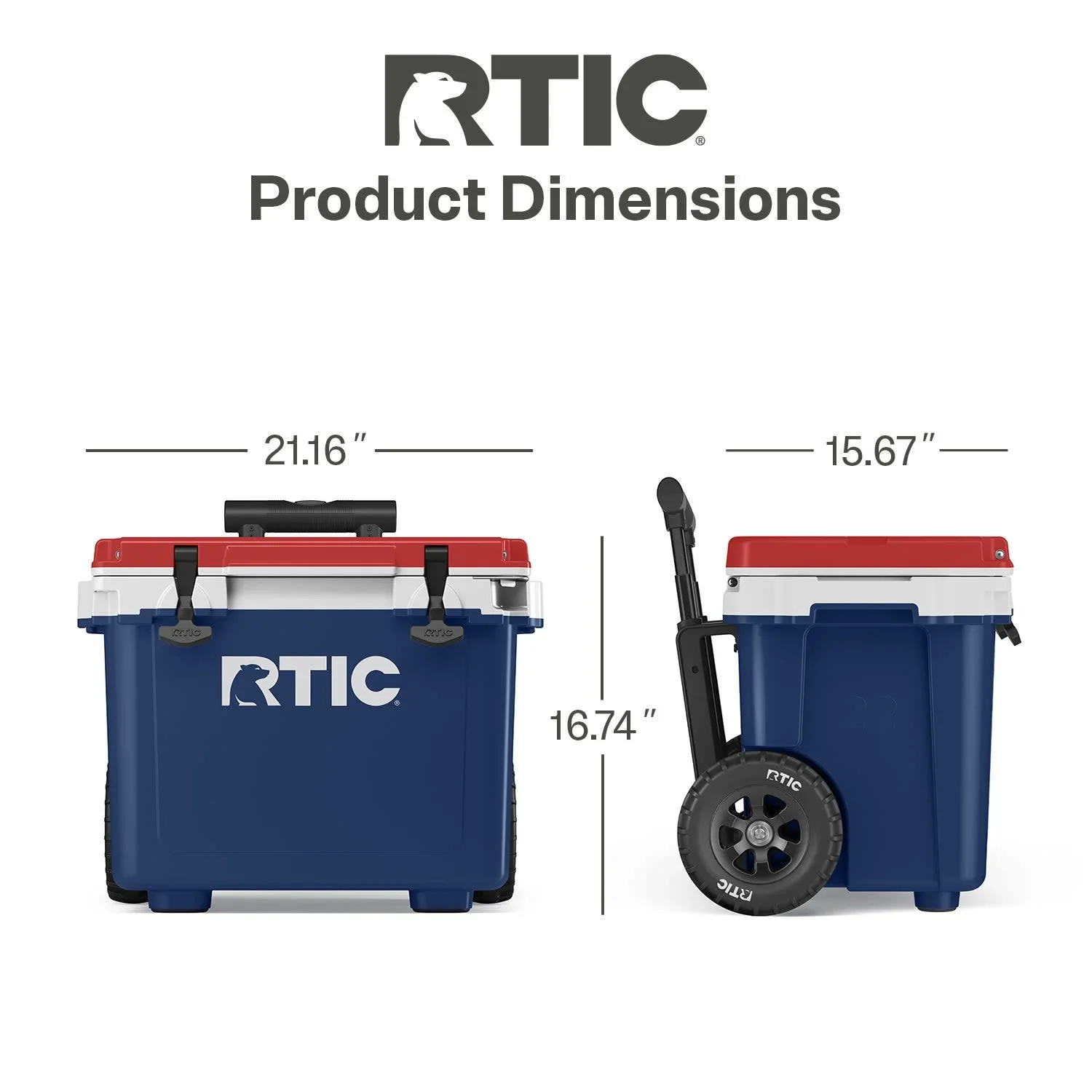 RTIC 22 QT Ultra-Light Wheeled Hard-Sided Ice Chest Cooler, Fits 28 Cans or 6 Wine Bottles, Patriot