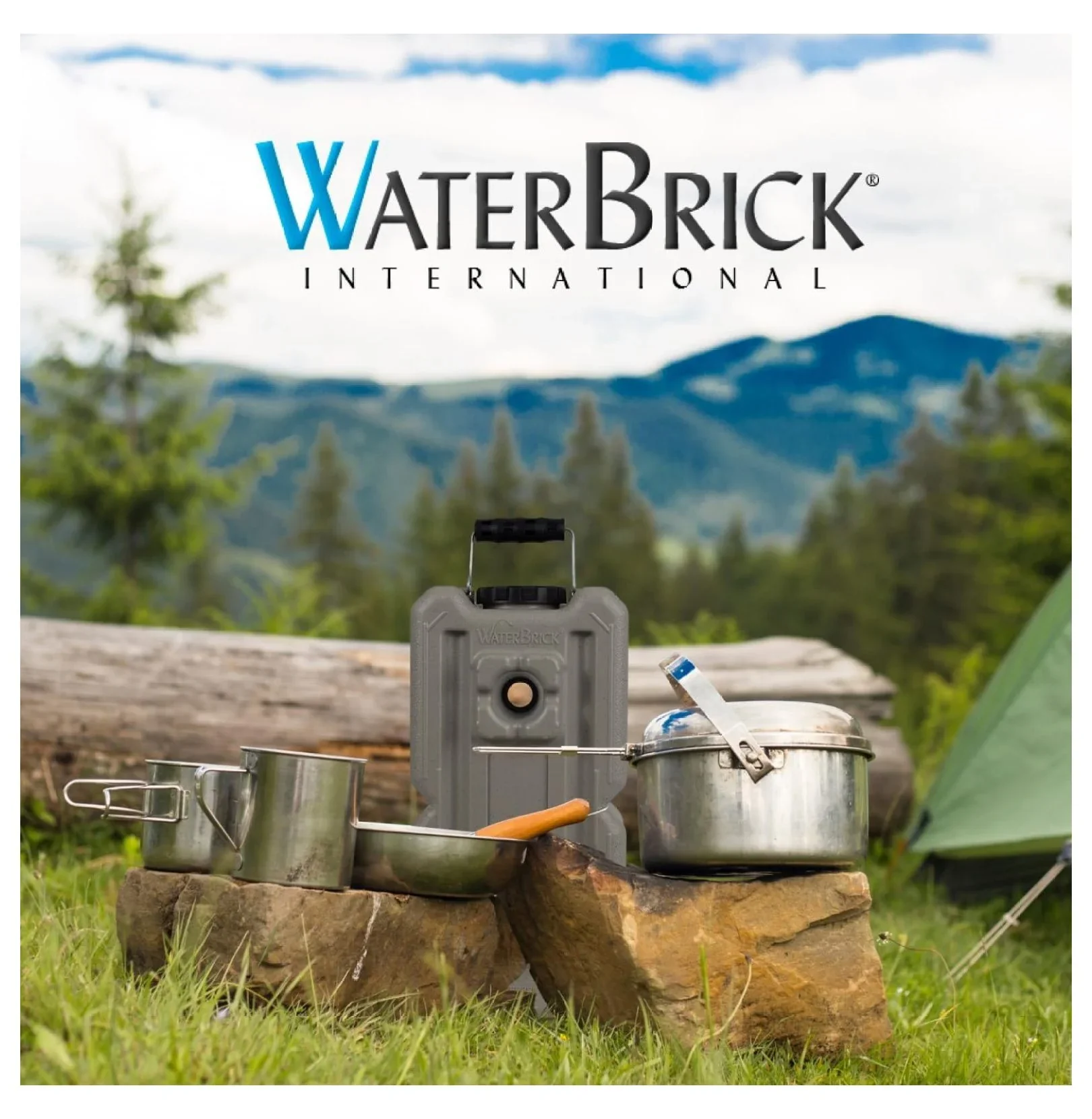 International Water Storage Containers for Emergency Water Storage | 4-Pack of Stackable 3.5 Gallon Water Container Bricks | Food-Grade HDPE Plastic | BPA- | STD Tan