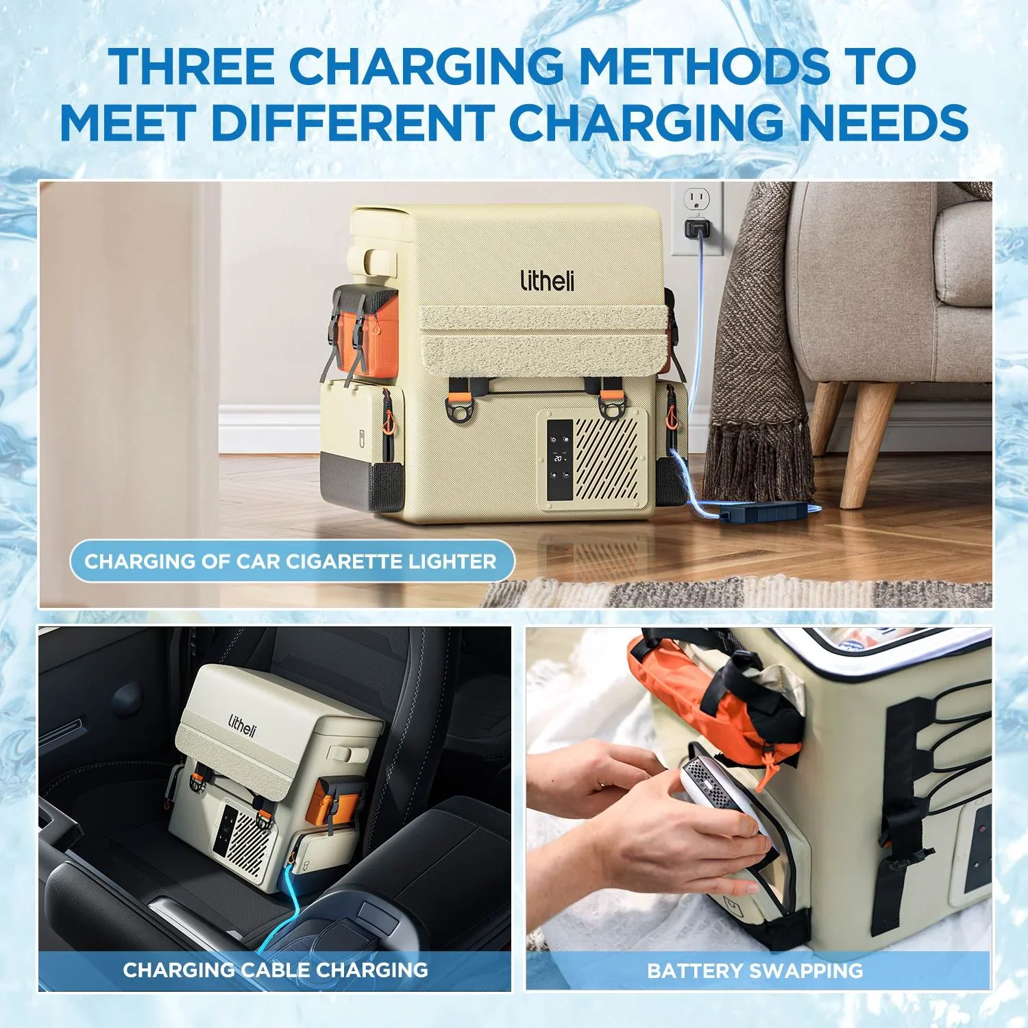 Litheli 16L Backpack Refrigerator, 55W Portable Electric Fridge Freezer Compressor Cooler for Fast Cooling Down to -4-F with Ergonomic Backpack Design for Camping Car RV Home