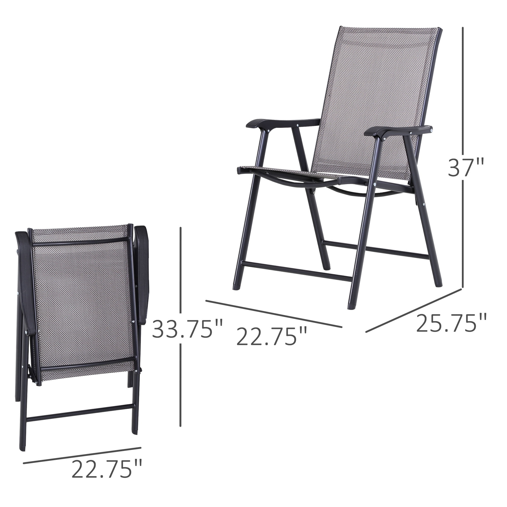 Outsunny 2-Piece Folding Dining Chair Set for Relaxing on Patio