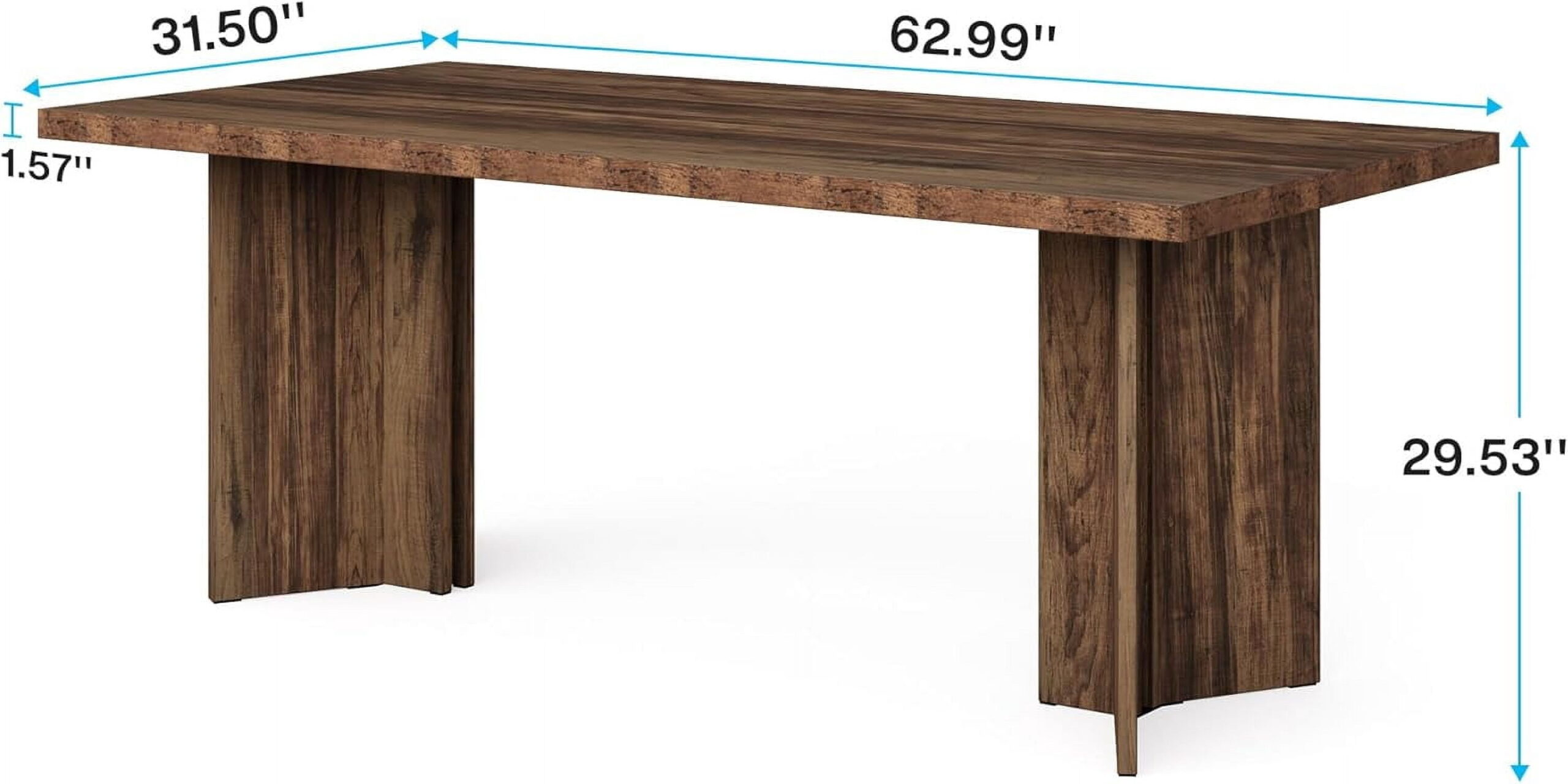 Tribesigns 63" Dining Table, Rustic Wood Dinner Eating Table for Kitchen, Dining Room