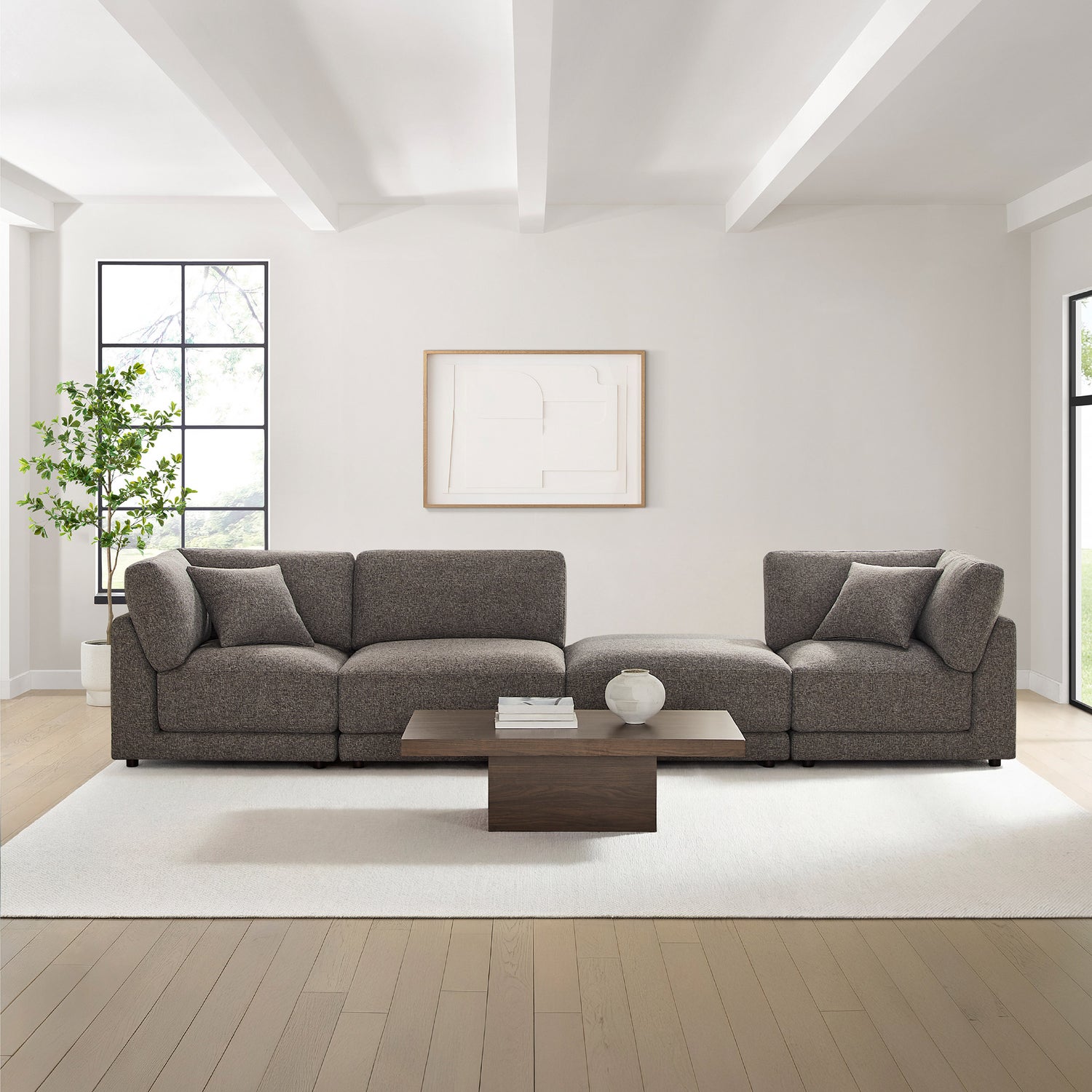 Aiden & Ivy Dayna 4-piece Modular Fabric Sofa with Ottoman