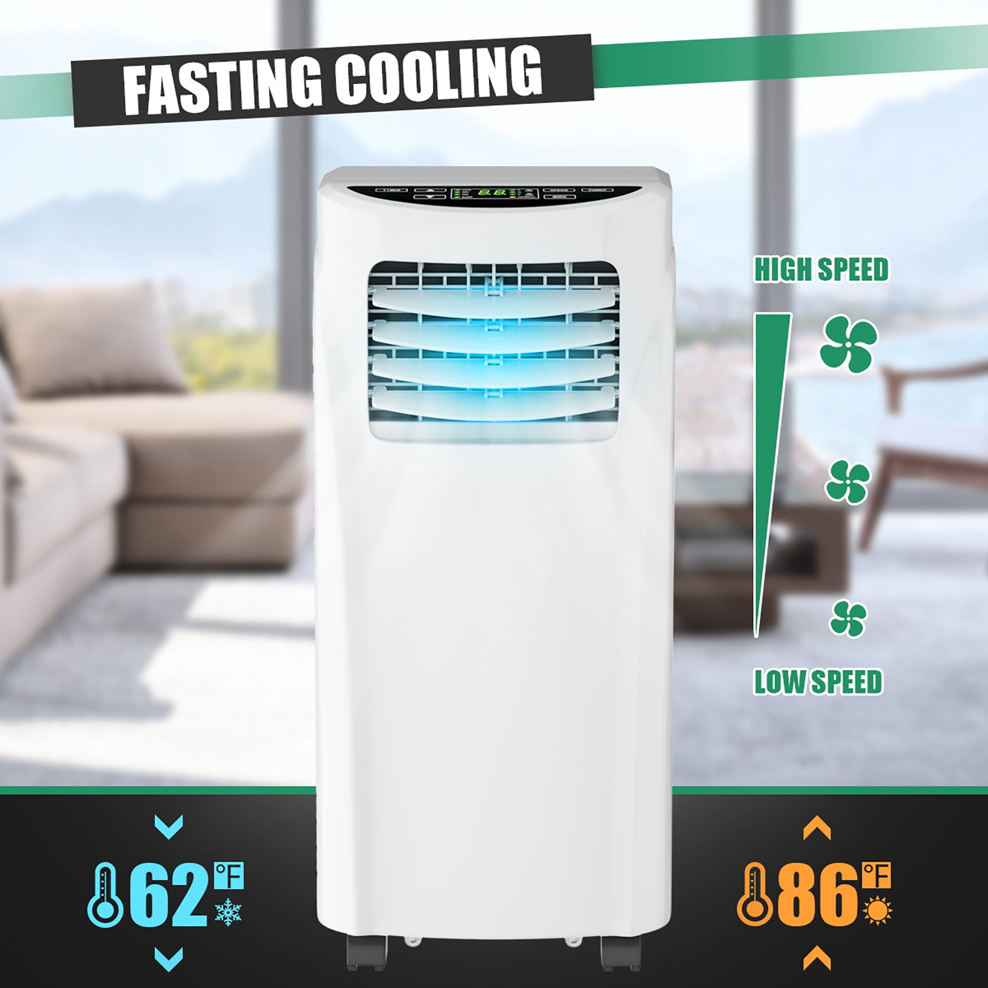 Costway 8,000 BUT Air Conditioner & Dehumidifier Window Kit w/ Remote Control