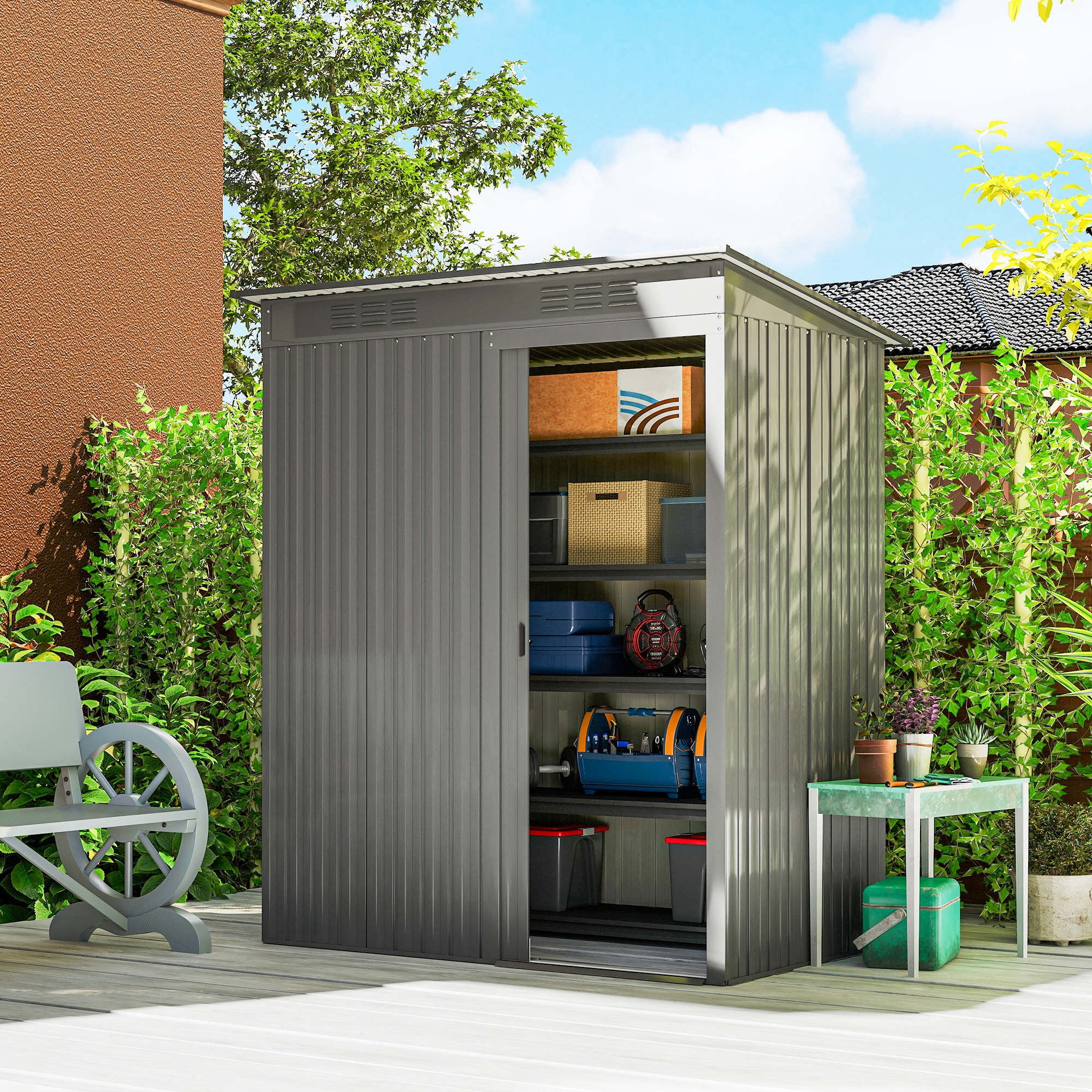 Outsunny 5.2' x 3.5' Outdoor Storage Shed with Vents