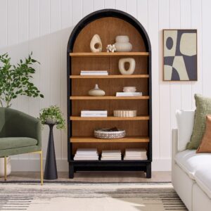 Better Homes & Gardens Juliet Open Arch Bookcase, Rich Black and Light Honey