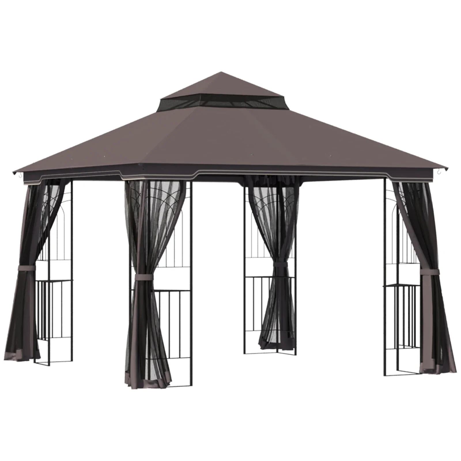 Outsunny 10'x10' Soft-top Patio Gazebo Deck Canopy, Coffee