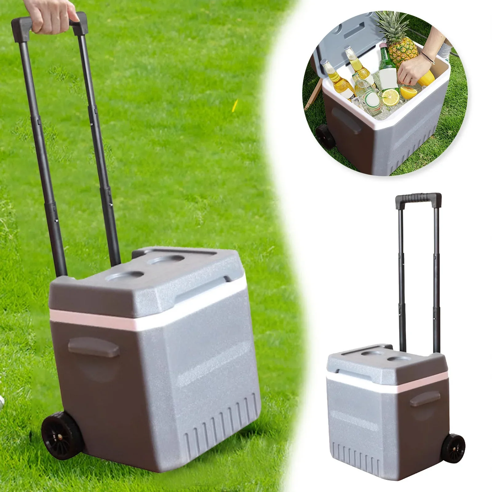 Hard Ice Chest Cooler With Wheels And Handle Portable Wheeled Coolers To Keep Food Fresh Or Drinks Insulated Container Classic Outdoor Storage