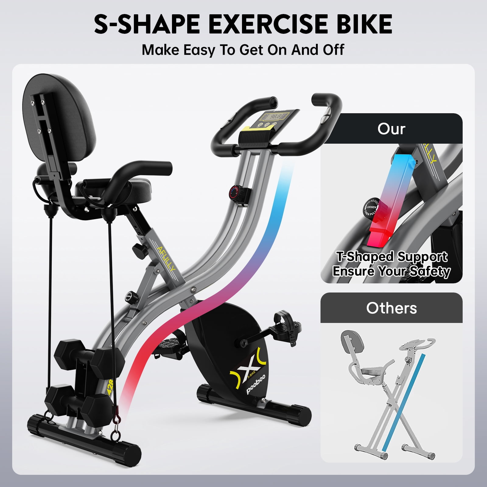 Pooboo Exercise Bikes 16 Levels Magnetic Resistance Stationary Bike Workout Cycling