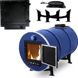 Barrel Stoves Kit -C Perfect For 30-55 Gallon Drum Wood Stove Kit - Wood Burning Stove Kit Barrel Stove Door - Fire Wood Camp Stove Kit Wood Stove Kit for Emergency Heating & Cooking
