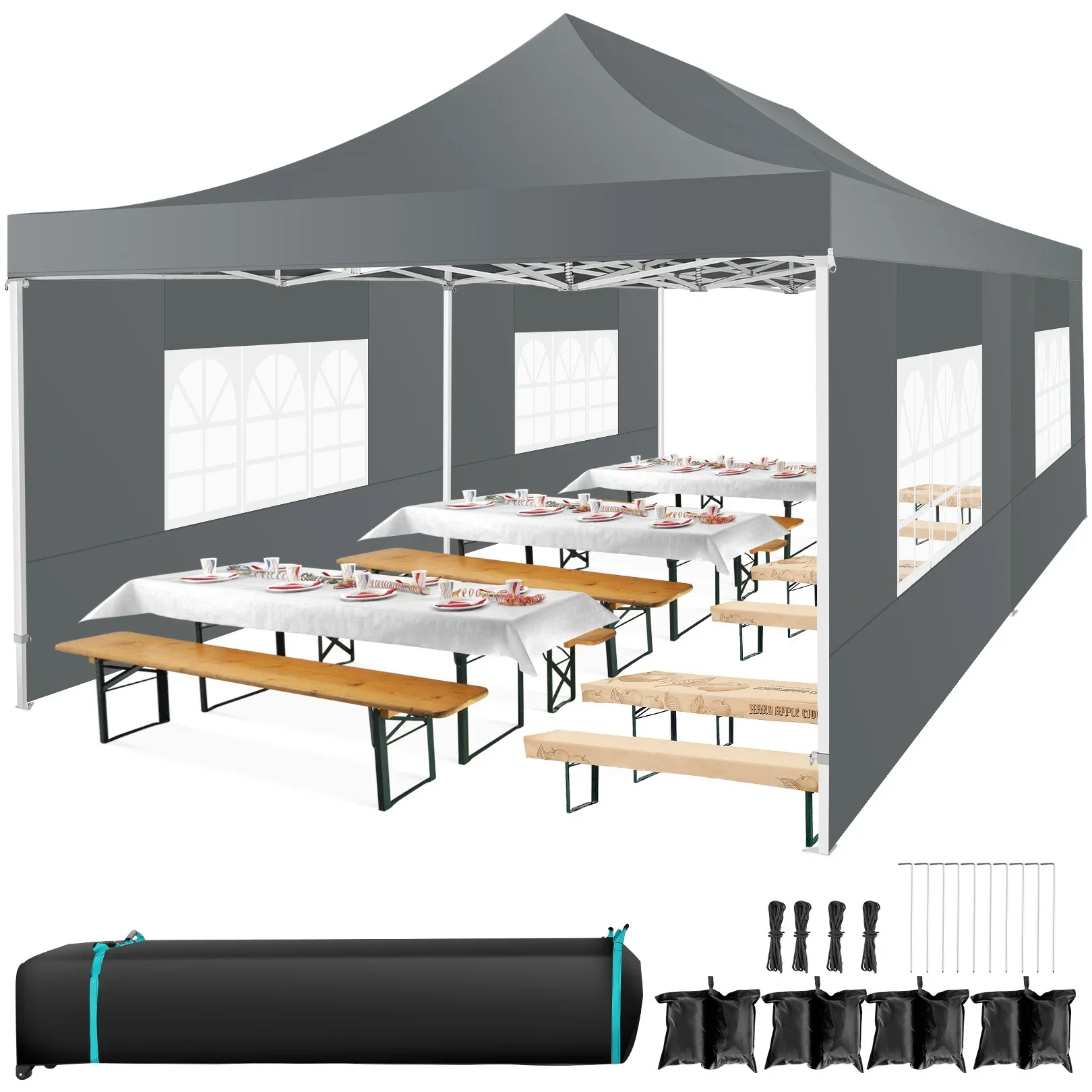 COBIZI 13x26 Heavy Duty Commercial Canopy Tent,Easy Pop Up Party Tent Gazebo,Outdoor Portable Party Canopy,Extra-large Size Space For Outside Wedding Gathering Activities,Waterproof&UPF 50+,White