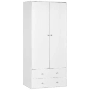 HOMCOM Wardrobe Closet, Armoire with Drawers and Hanging Rail for Bedroom