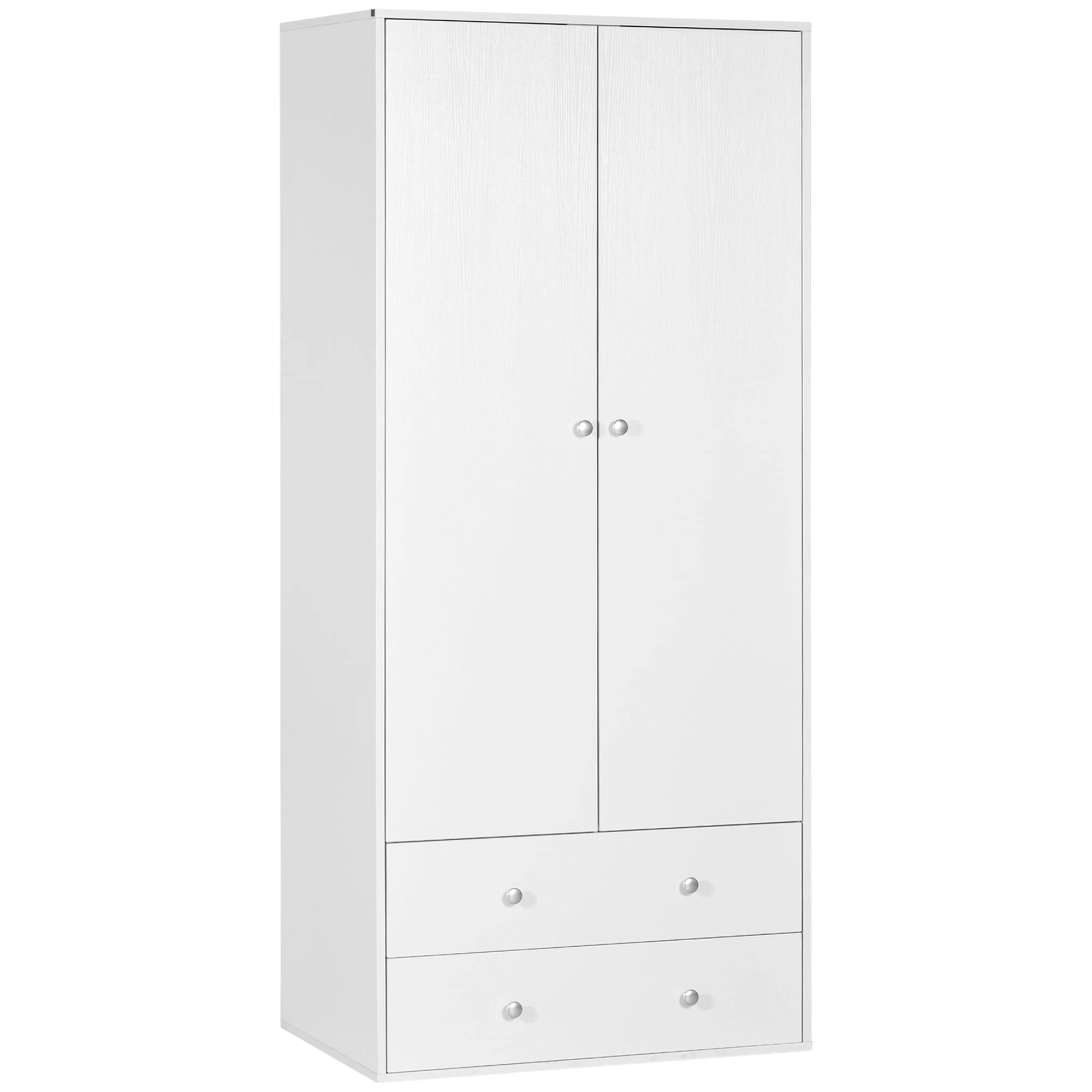 HOMCOM Wardrobe Closet, Armoire with Drawers and Hanging Rail for Bedroom