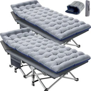 Lilypelle 2PC Folding Camping Cot, Folding Cot Camping Cots for Adults Portable Outdoor Cots with Carry Bags for Outdoor Travel Camp Beach Vacation