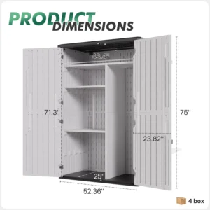 Clouddwell 64 Cu.Ft All-Weather Resin Storage Shed with Lockable Door, Floor & Shelves for Garden Backyard Poolside, White