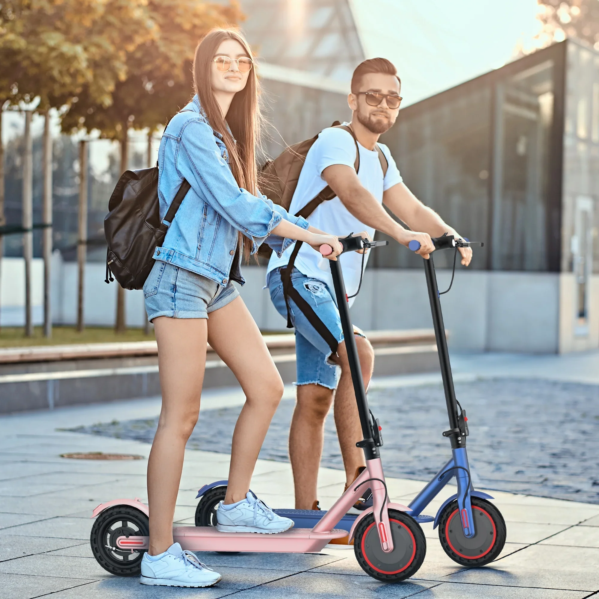 AOVOPRO WHITE ES80 350W 8.5' Foldable Electric Scooter for Adults and Child, 21 Miles Range