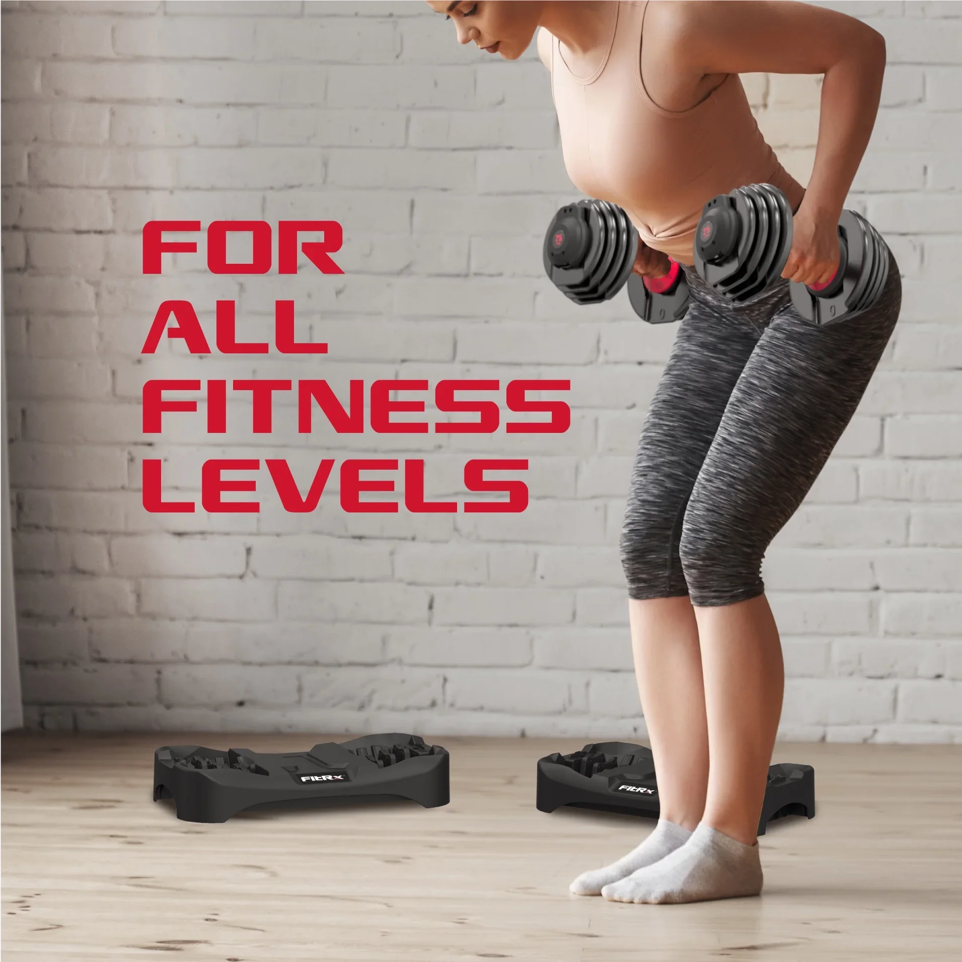 FitRx Adjustable Dumbbells 2-Pack, 25lb SmartBell Dumbbell Set with 9-in-1 Quick-Select Weights, 2.5lb Increments for Home Gym